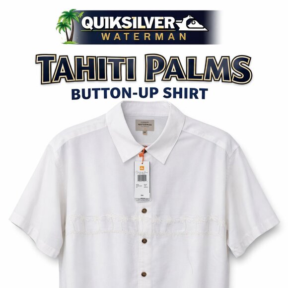 Quiksilver Waterman Other - Quiksilver Waterman Men’s XXL Tahiti Palms Button-Up Shirt White NWT